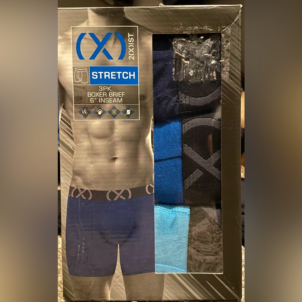 2Xist Stretch Boxer Briefs 6” inseam Medium 3-pack